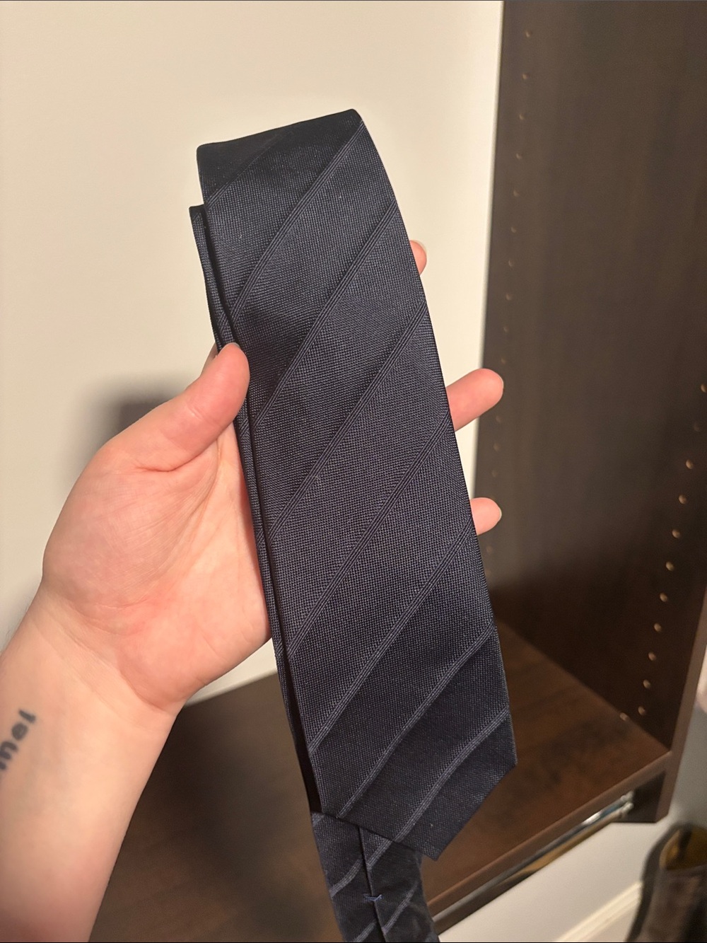 UMAN by Caruso Black Classic Men's Solid Navy Tie